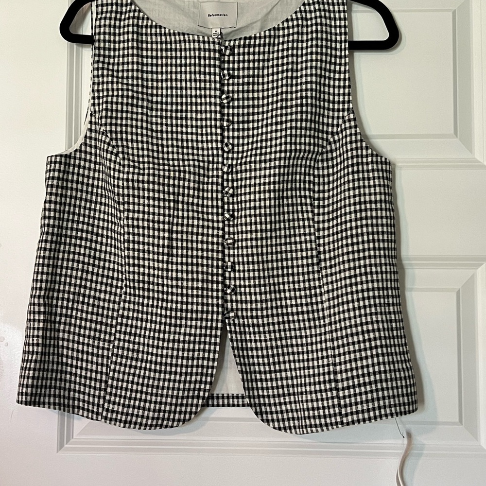 Reformation Black and White Linen Fabric